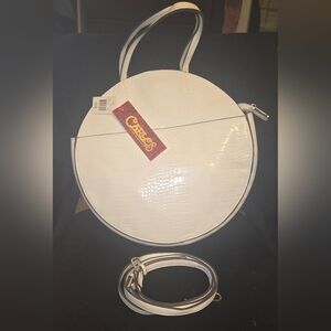 Carlos by Carlos Santana White Croc-Embossed Shoulder Bag